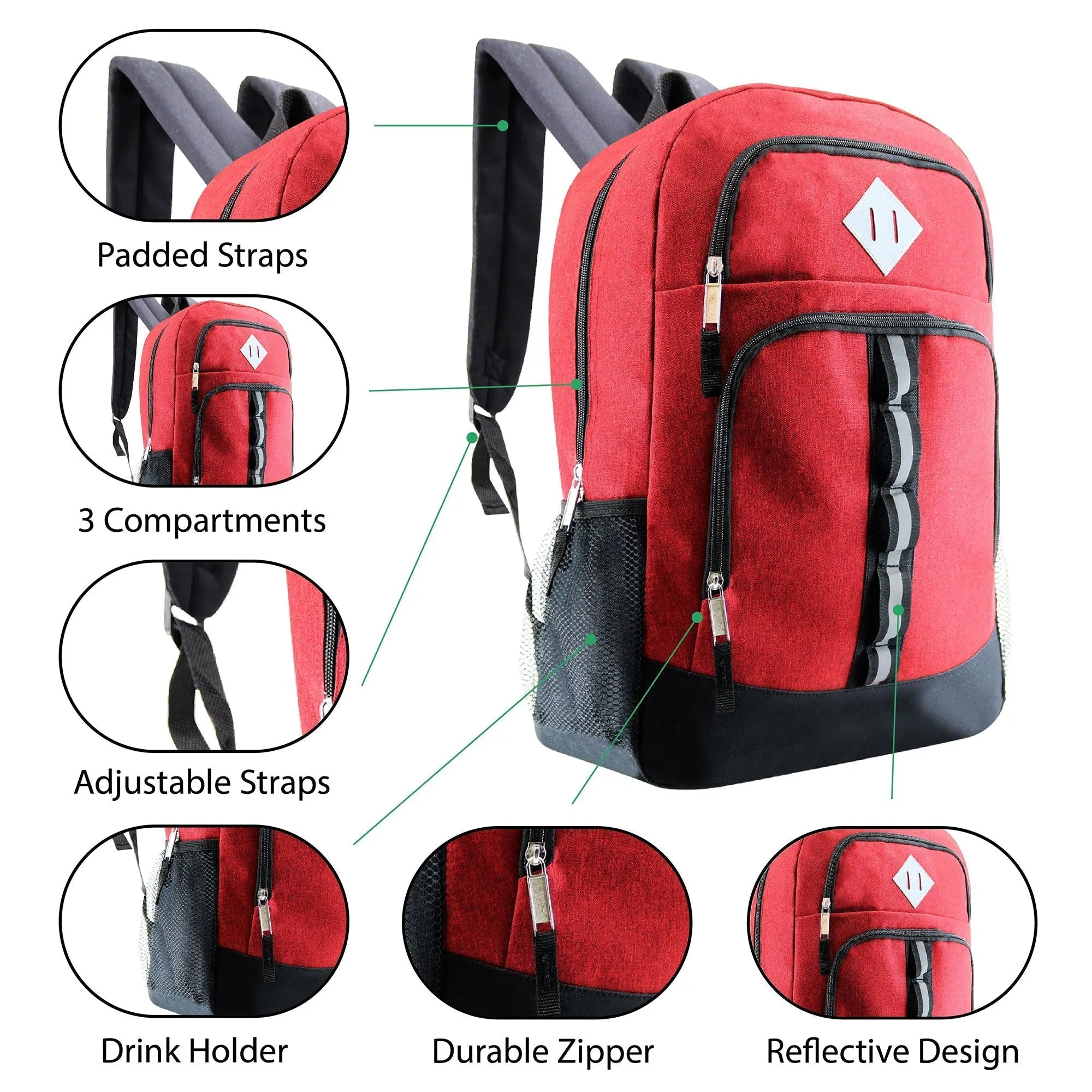 12 Deluxe 18" Backpacks & Your Choice of 12 Winter Item Sets - Wholesale Care Package: Homeless, Emergency, Charity
