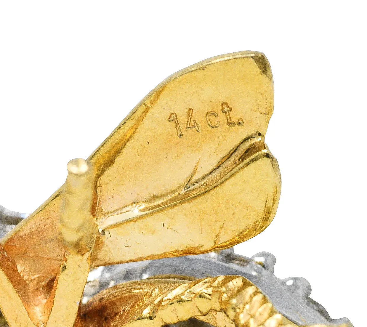 1960's 1.00 CTW Diamond Ruby 14 Karat Two-Tone Gold Bug Vintage Brooch