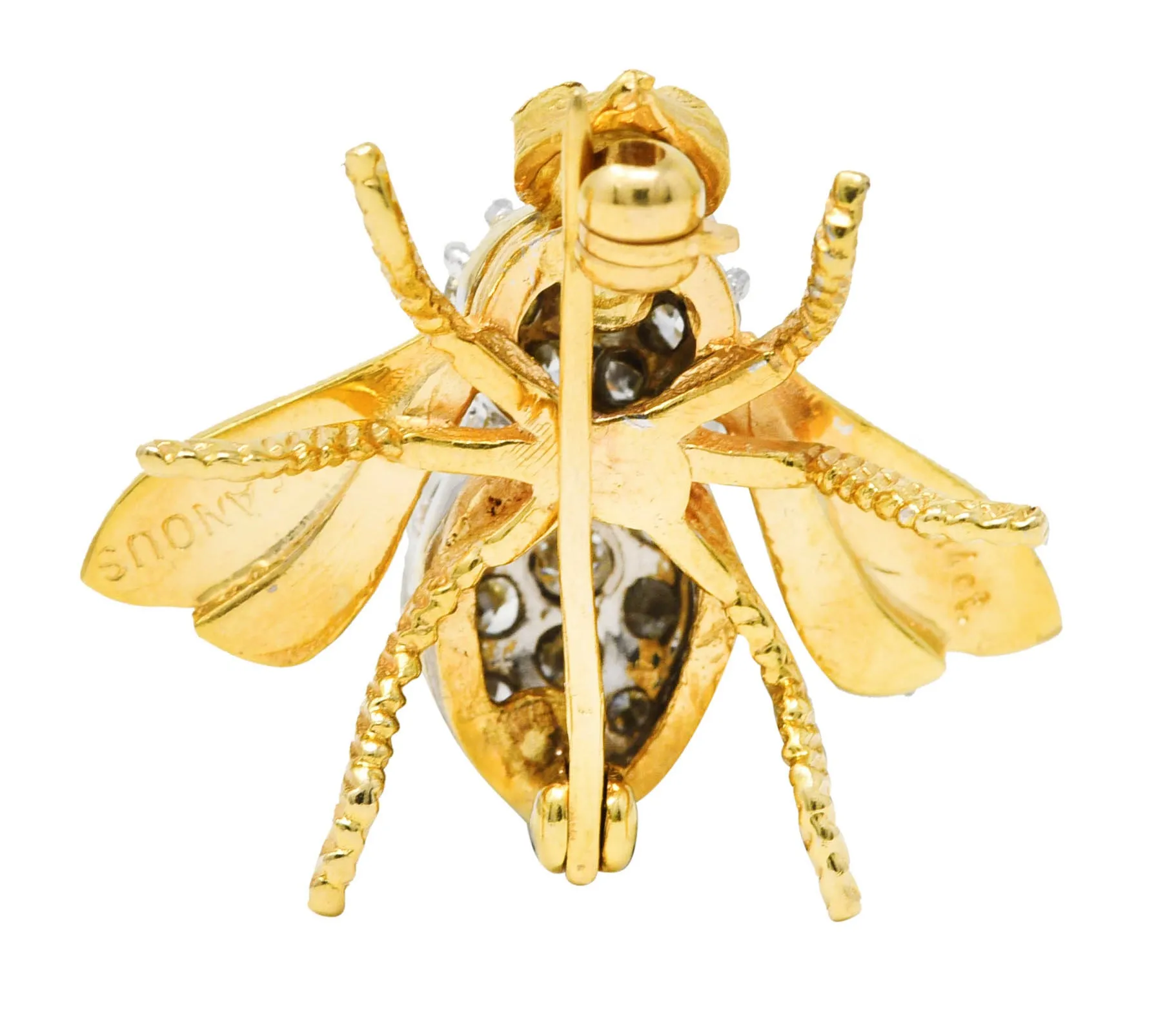 1960's 1.00 CTW Diamond Ruby 14 Karat Two-Tone Gold Bug Vintage Brooch