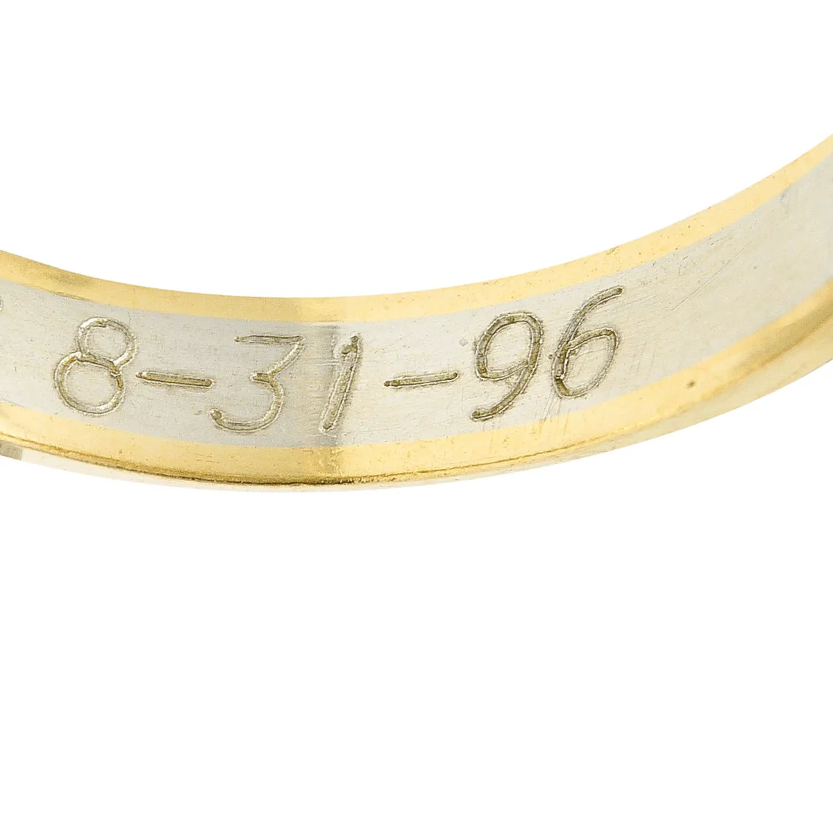 1990's Platinum 14 Karat Gold Unisex Scrolling Vintage Band Ring
