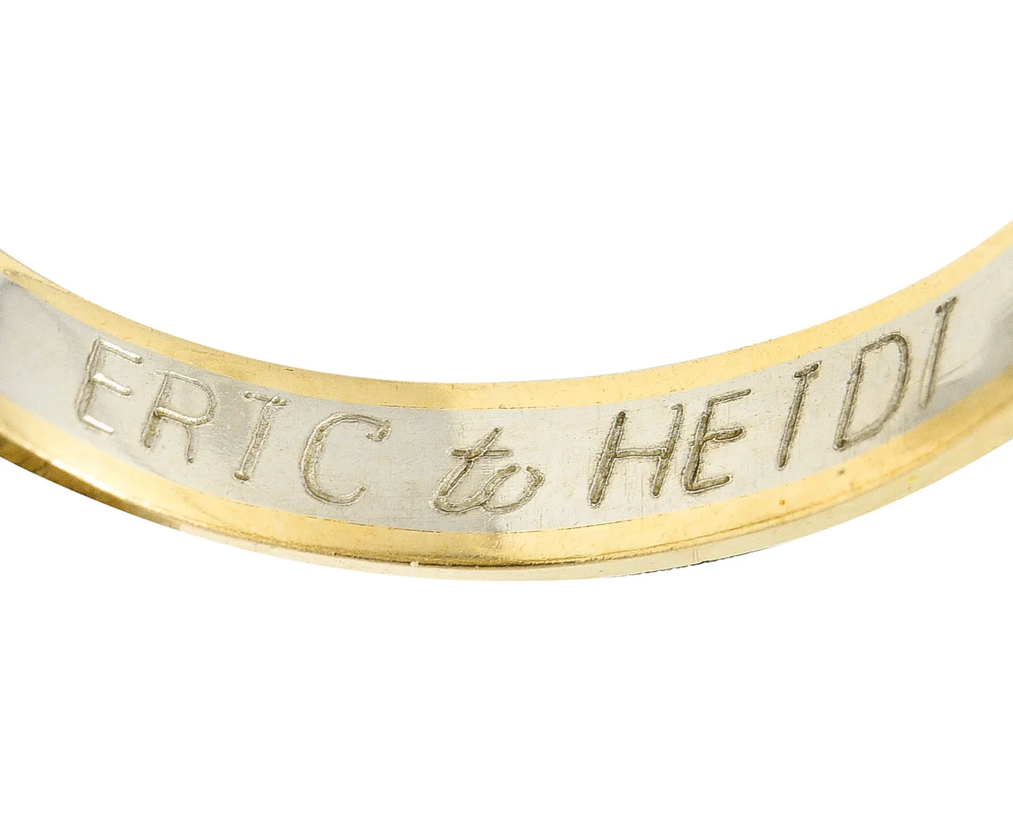 1990's Platinum 14 Karat Gold Unisex Scrolling Vintage Band Ring