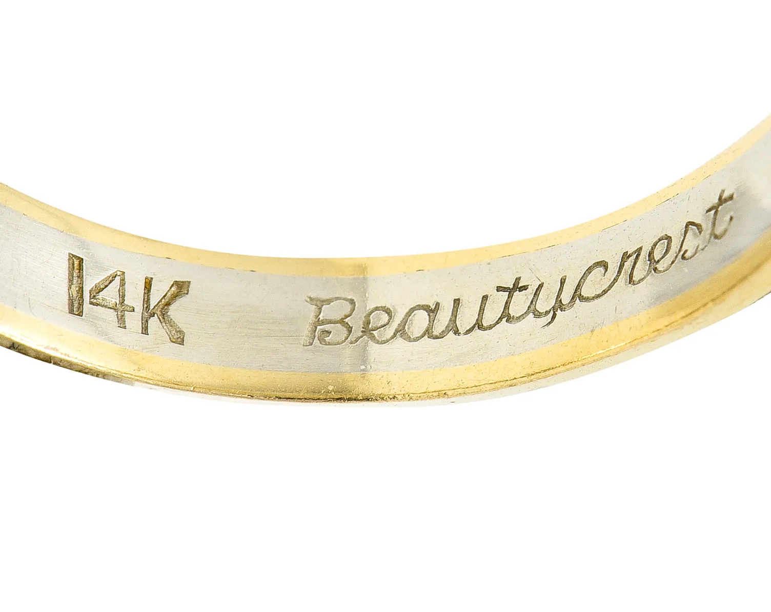 1990's Platinum 14 Karat Gold Unisex Scrolling Vintage Band Ring