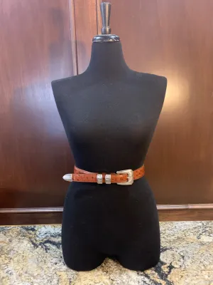 1" Cognac Ostrich Print Belt w/ Buckle Set