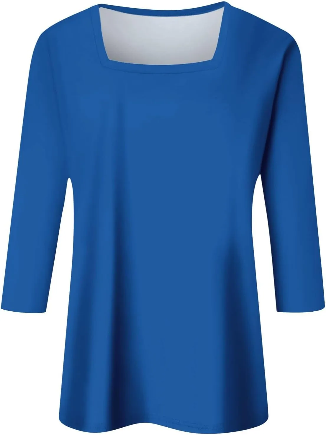 3/4 Length Sleeve Tops Women,Elbow Sleeve Workout Shirts Plain Basic Casual Blouse Square Neck Tunic Top Fall 2024
