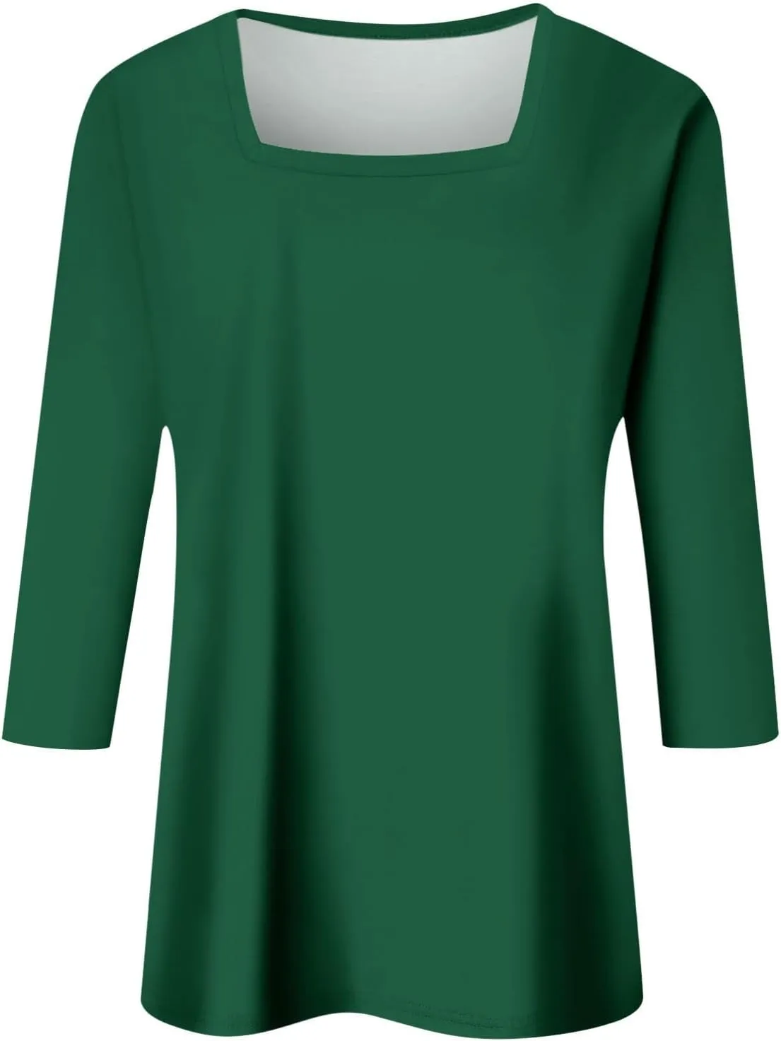 3/4 Sleeve Tops for Women Square Neck Summer T Shirts Casual Dressy Trendy Blouses Color Block Print Loose Fit Tunics