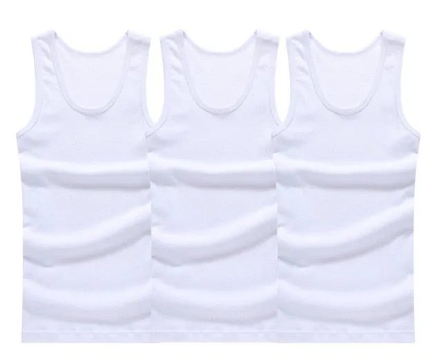 3pcs/lot Cotton Mens  Underwear Sleeveless Tank Top Solid Muscle Vest Undershirts O-neck Gymclothing T-shirt men's vest