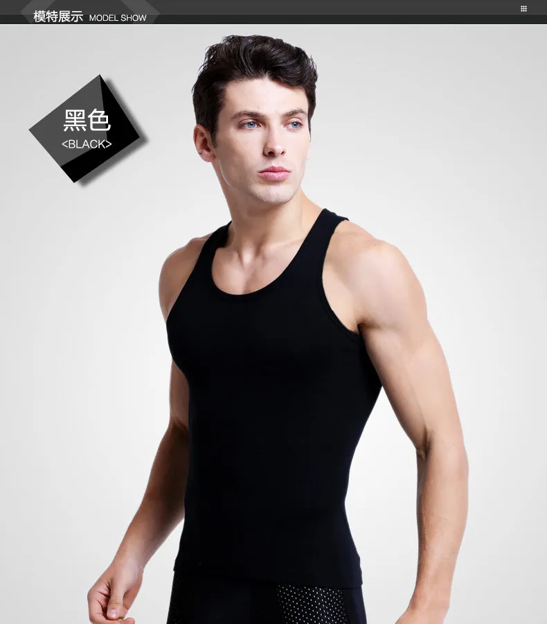 3pcs/lot Cotton Mens  Underwear Sleeveless Tank Top Solid Muscle Vest Undershirts O-neck Gymclothing T-shirt men's vest