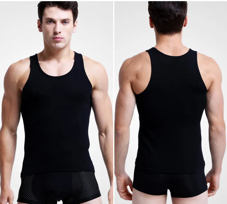 3pcs/lot Cotton Mens  Underwear Sleeveless Tank Top Solid Muscle Vest Undershirts O-neck Gymclothing T-shirt men's vest