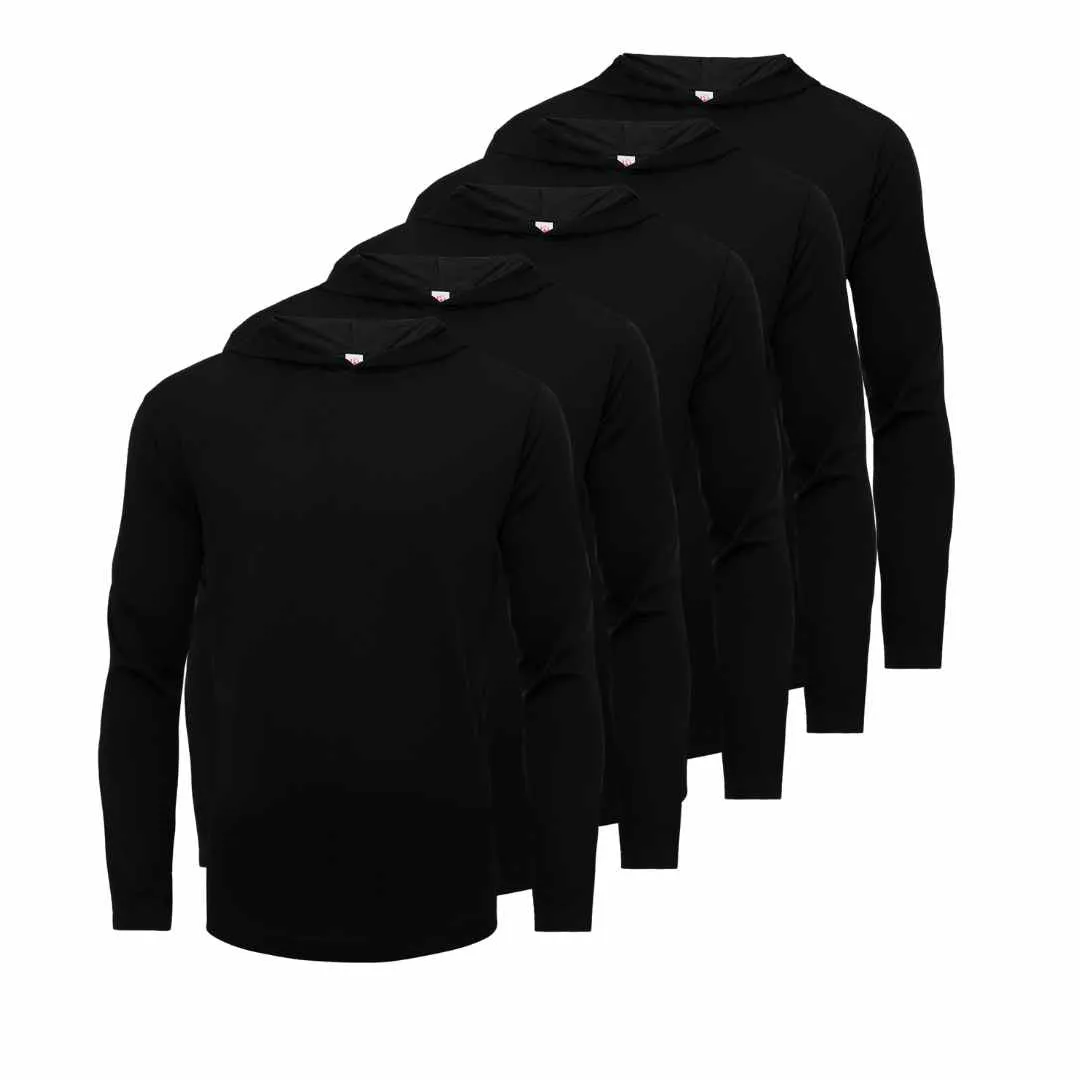 5 Pack Men’s Performance Long Sleeve T-Shirts with Hood