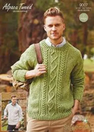 9007 Stylecraft Alpaca Tweed DK Men's Round & V-neck Sweaters pattern leaflet