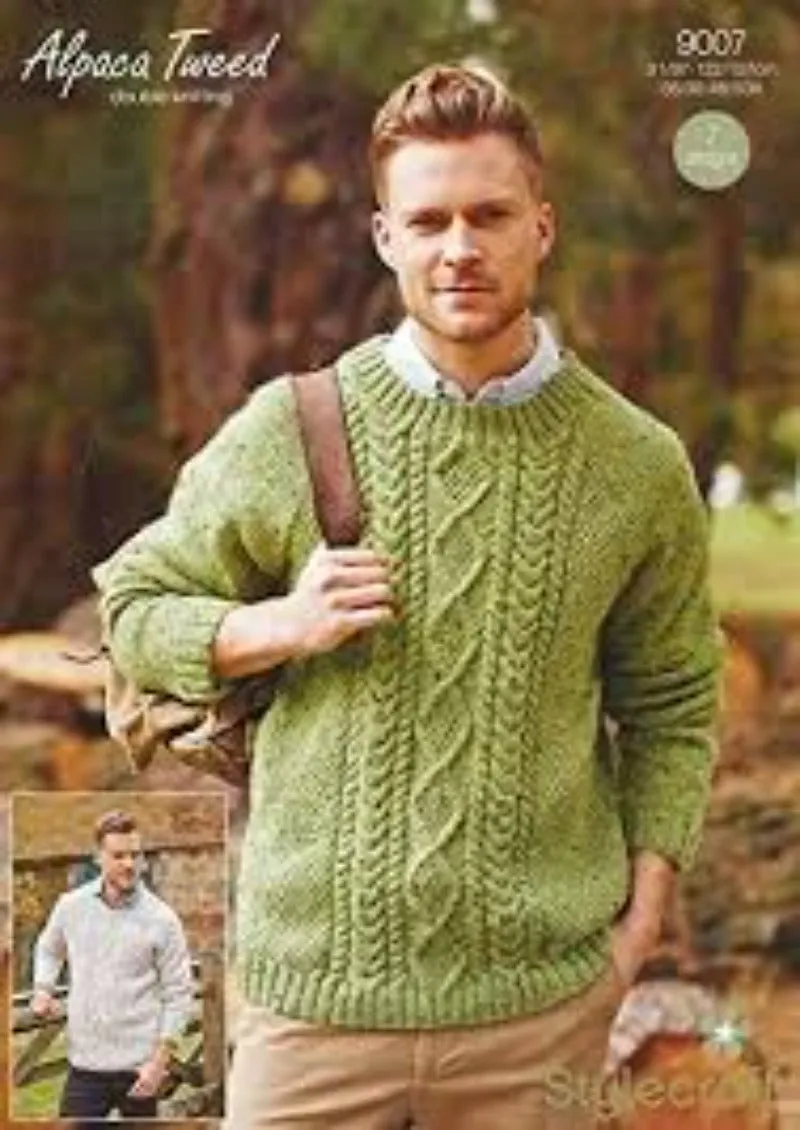 9007 Stylecraft Alpaca Tweed DK Men's Round & V-neck Sweaters pattern leaflet