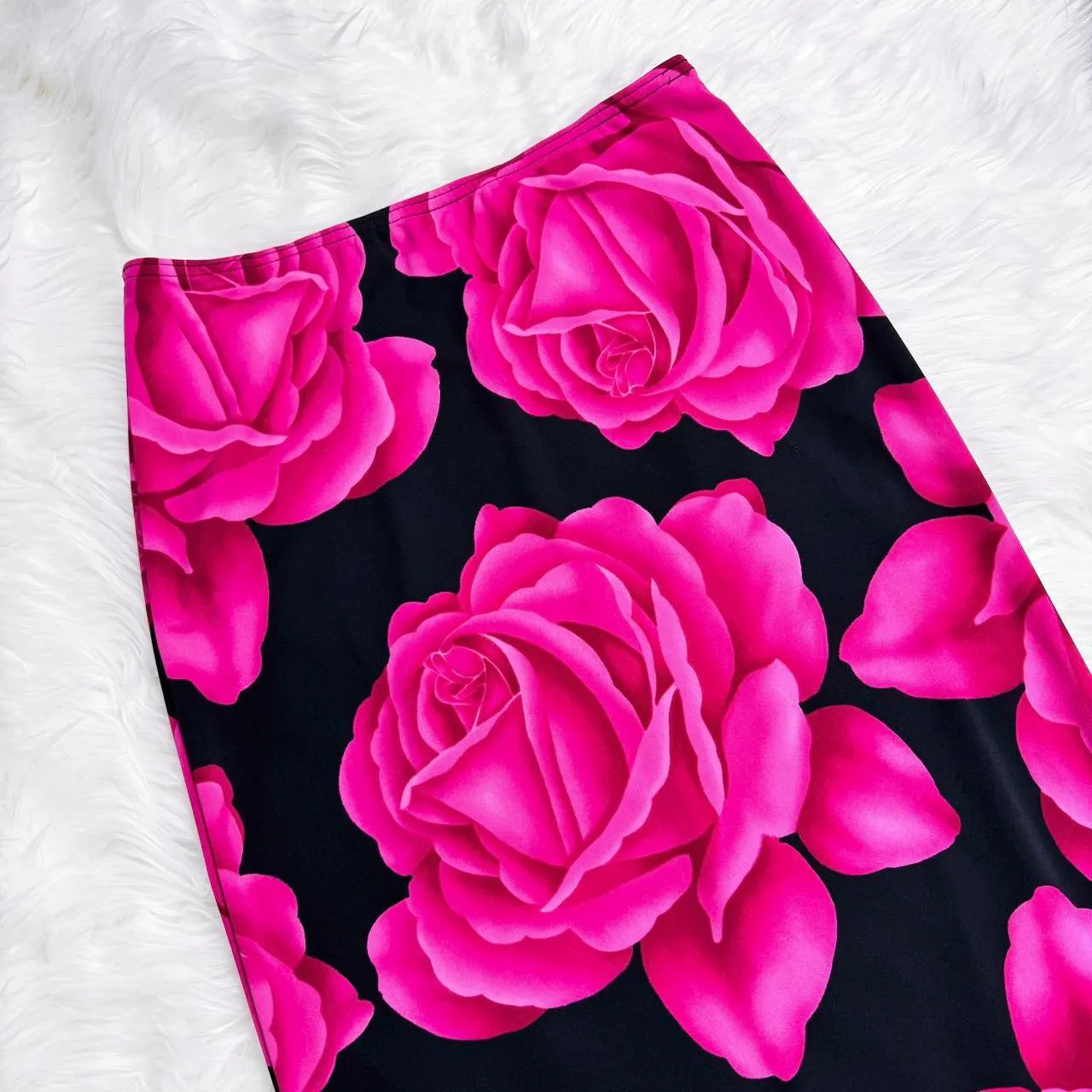 90s Slinky Rose Maxi Skirt Set (L)