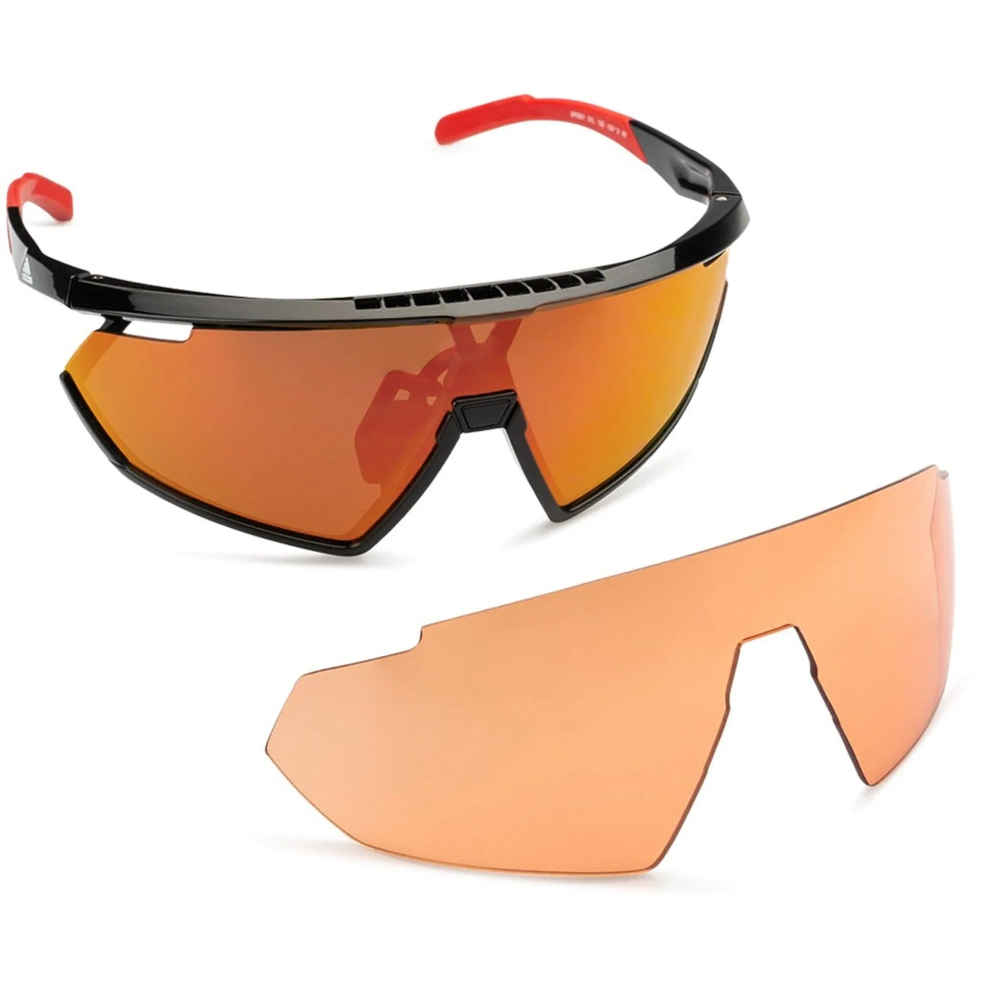 Adidas Men's Sunglasses - Shiny Black Frame Roviex Mirrored Lens | ADIDAS SP0001 01L