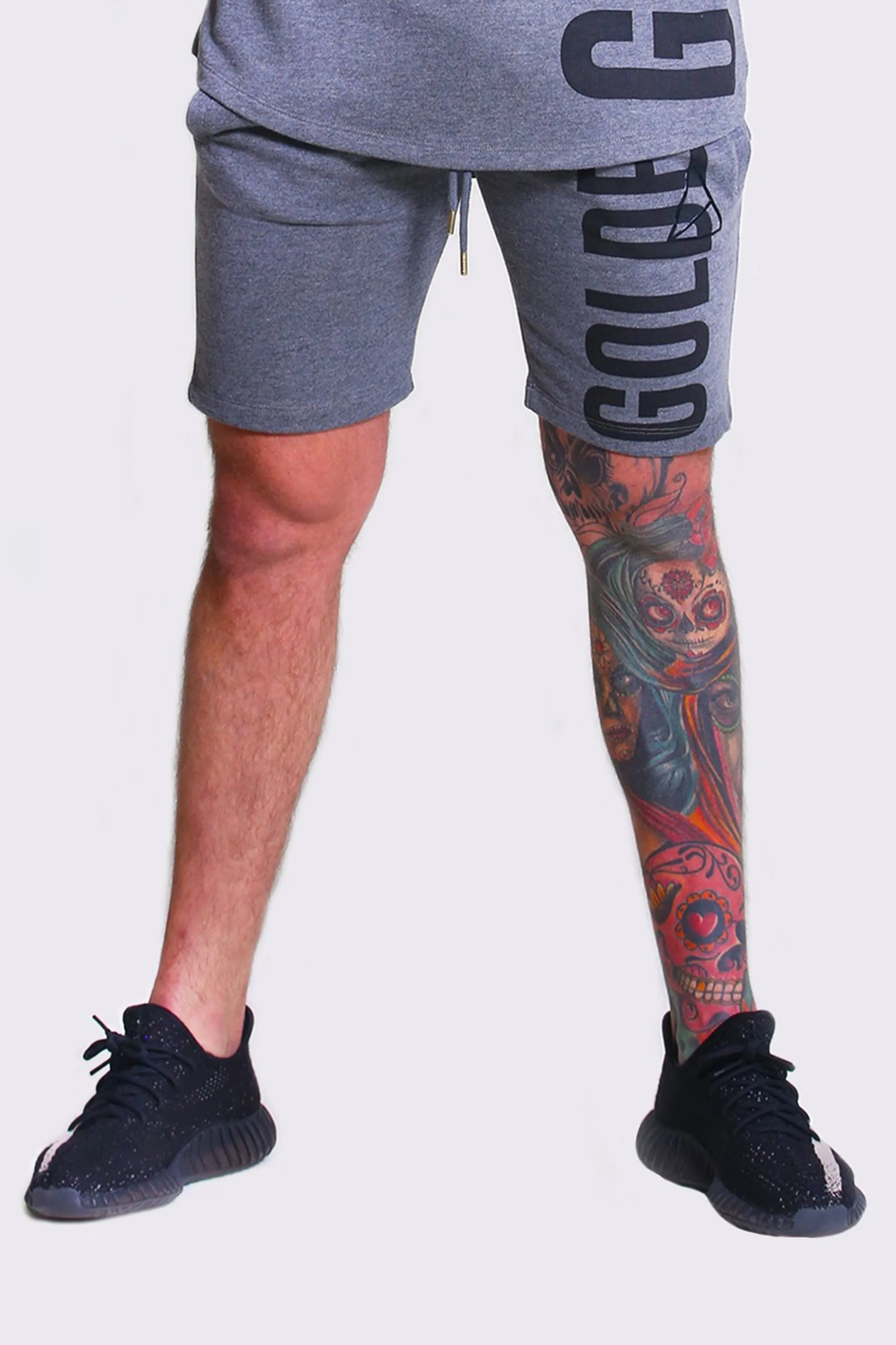 Adra Printed Men's Gym Shorts - Charcoal