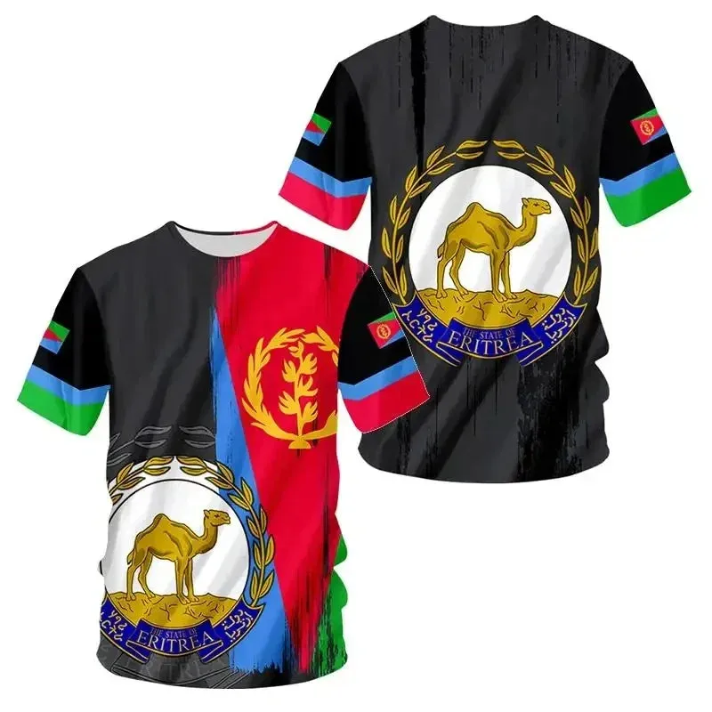 Africa Country Eritrea Flag 3D Print Lion Colorful Retro 3DPrint Men Women Summer Short Sleeves T-Shirts