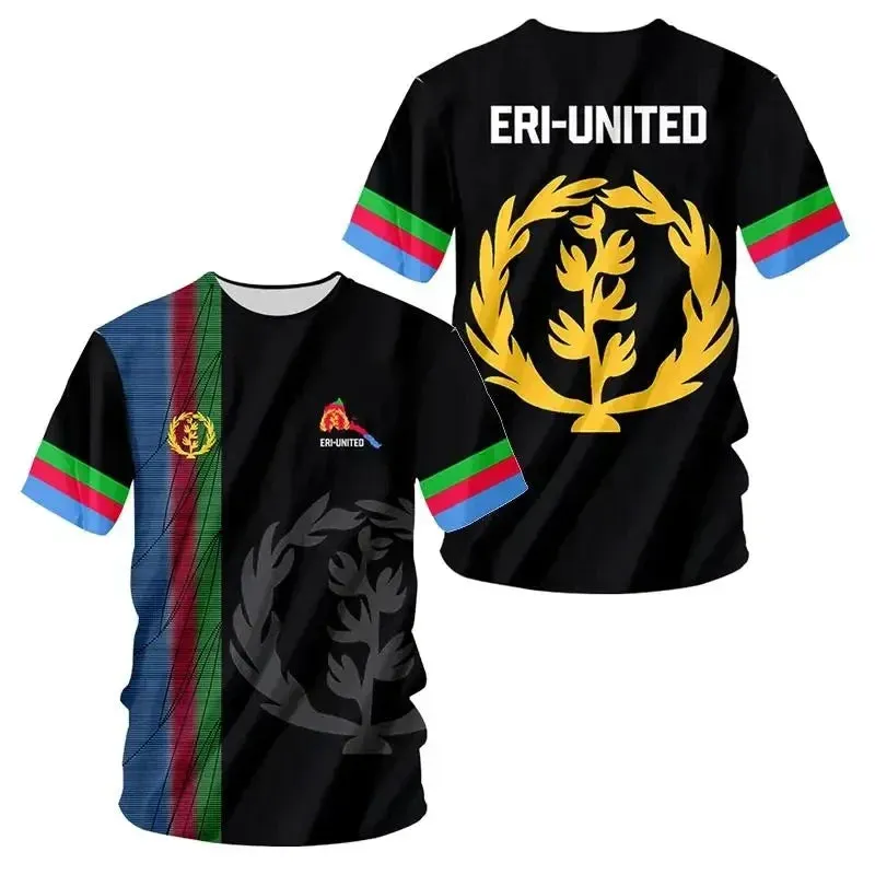 Africa Country Eritrea Flag 3D Print Lion Colorful Retro 3DPrint Men Women Summer Short Sleeves T-Shirts