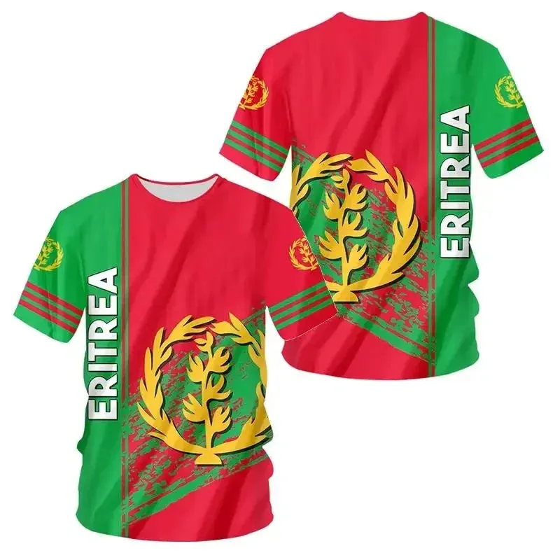 Africa Country Eritrea Flag 3D Print Lion Colorful Retro 3DPrint Men Women Summer Short Sleeves T-Shirts