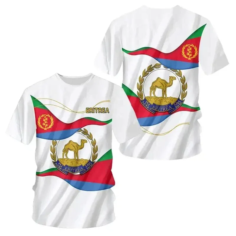 Africa Country Eritrea Flag 3D Print Lion Colorful Retro 3DPrint Men Women Summer Short Sleeves T-Shirts