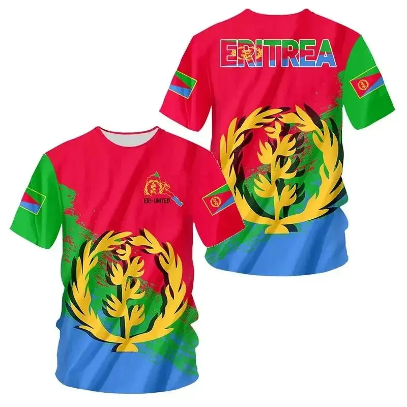 Africa Country Eritrea Flag 3D Print Lion Colorful Retro 3DPrint Men Women Summer Short Sleeves T-Shirts