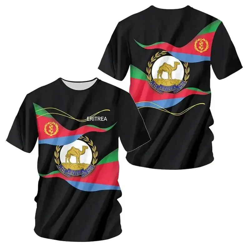 Africa Country Eritrea Flag 3D Print Lion Colorful Retro 3DPrint Men Women Summer Short Sleeves T-Shirts