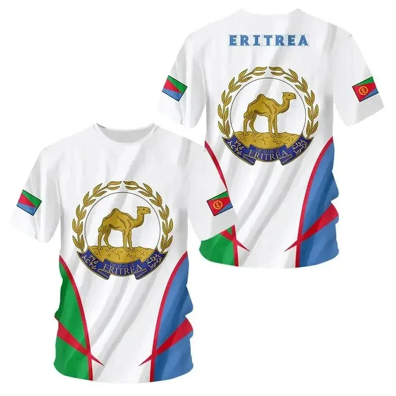 Africa Country Eritrea Flag 3D Print Lion Colorful Retro 3DPrint Men Women Summer Short Sleeves T-Shirts