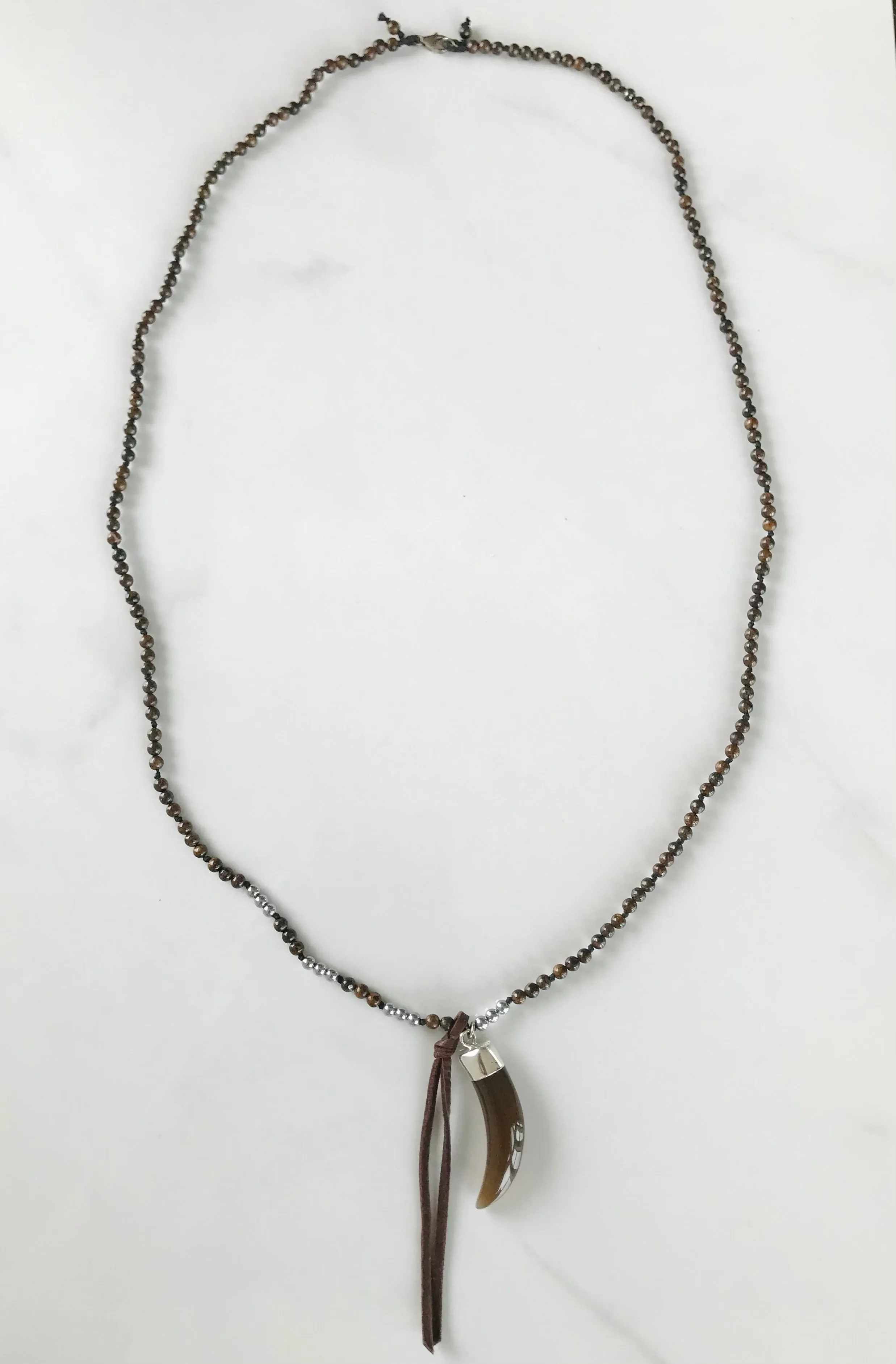 Agate Horn & Bronzite Necklace