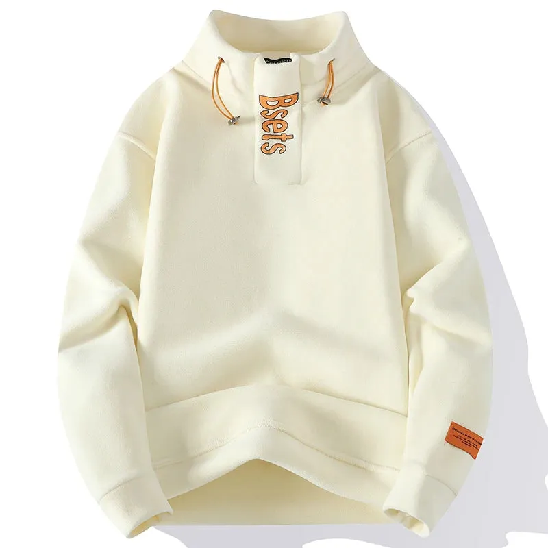 Aidase Mens Military Sweatshirt Fleece Zipper Pullover Men's Solid Color Loose Lamb Thick Clothing Streetwear Oversized Tops