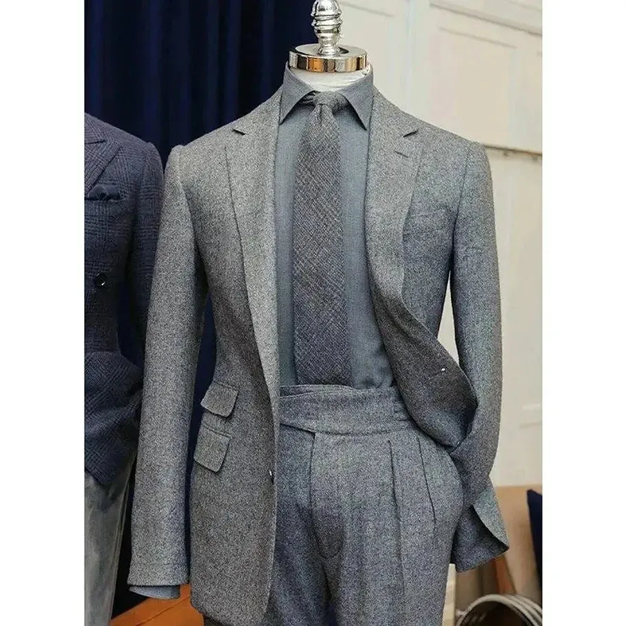 Aidase mens outfits Luxury Grey Men's Suits Terno Homme Winter Notch Lapel Single Breasted 2 Piece Jacket Pants Formal Business Party Outfits Terno
