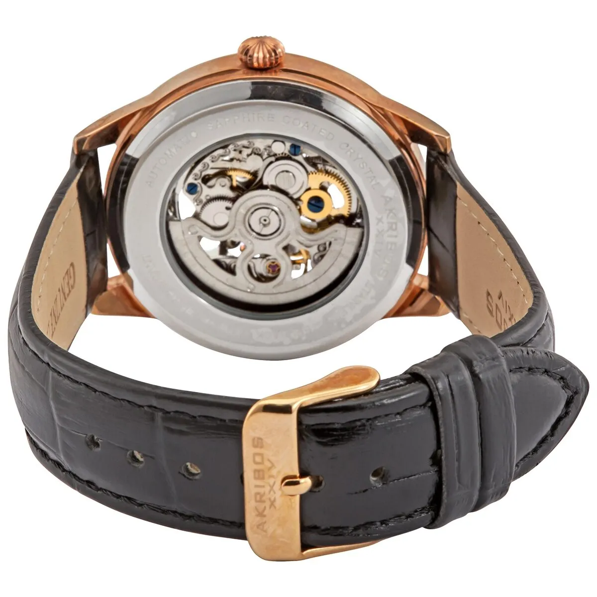 Akribos Xxiv Spirit Silver Skeleton Dial Men's Leather Watch AK807RG