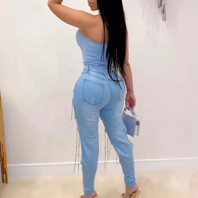 All About Me Denim Ripped Tassel Jeans