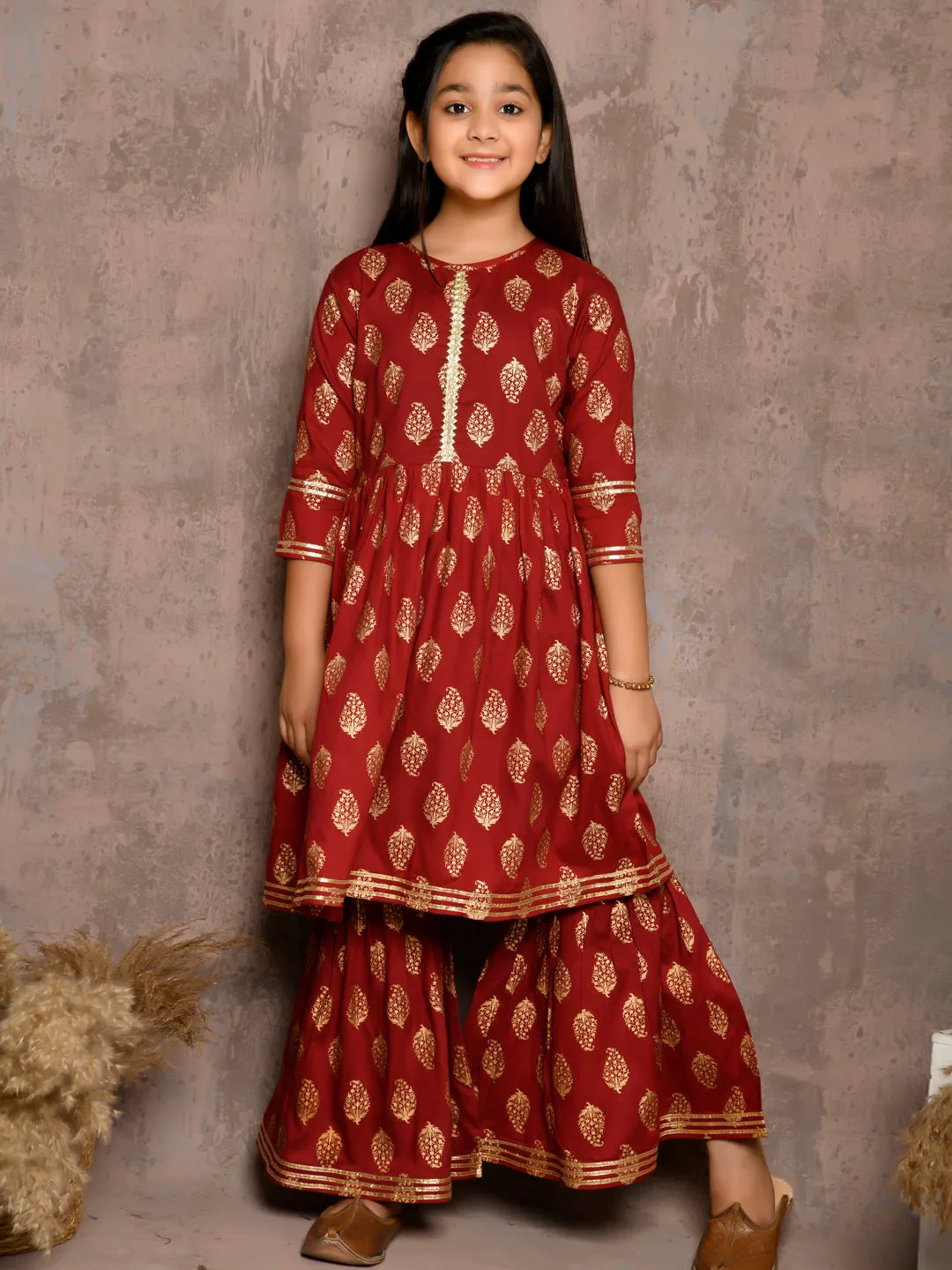 All Over Printed Kurta with Sharara Set