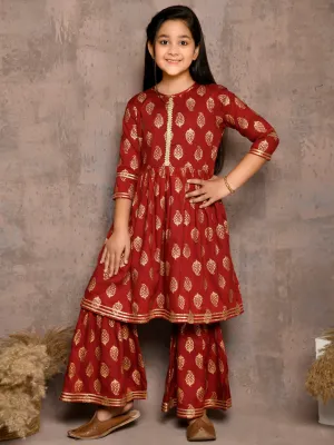 All Over Printed Kurta with Sharara Set