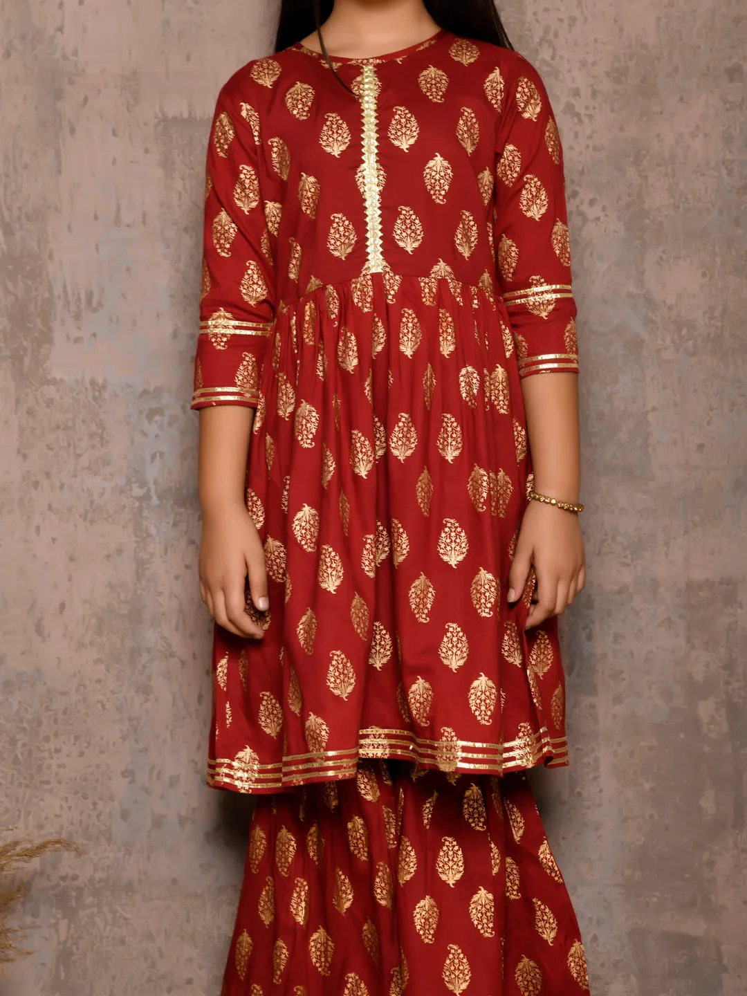 All Over Printed Kurta with Sharara Set