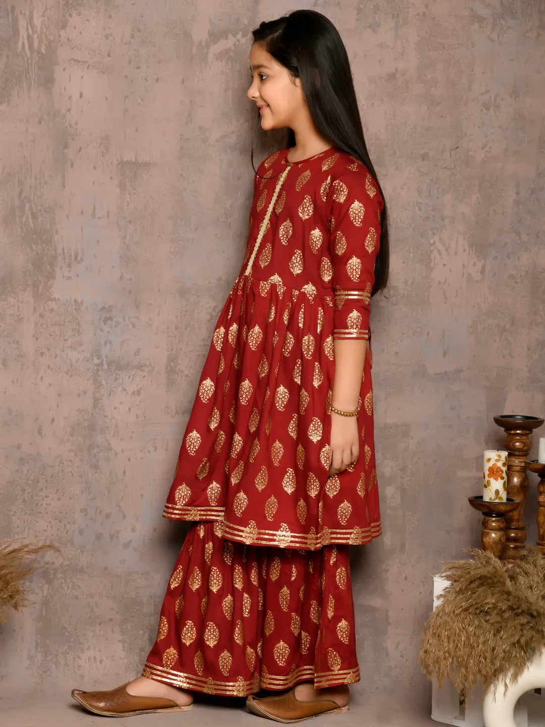 All Over Printed Kurta with Sharara Set