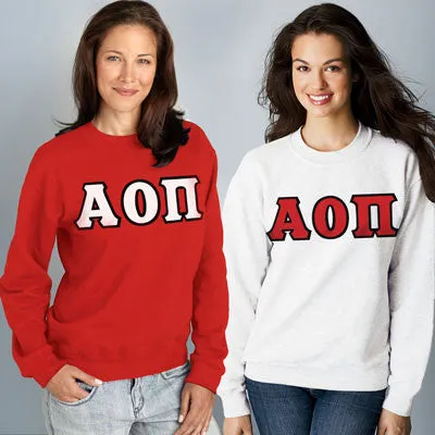 Alpha Omicron Pi 9oz. Crewneck Sweatshirt, 2-Pack Bundle Deal - G120 - TWILL
