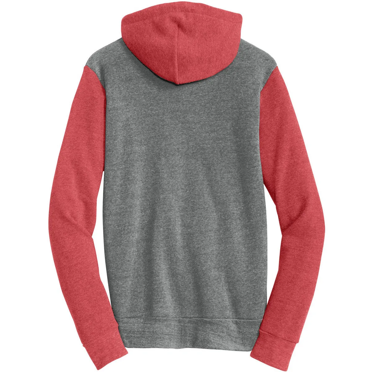 Alternative Apparel Men's Grey/True Red Colorblock Rocky Eco-Fleece Zip Hoodie