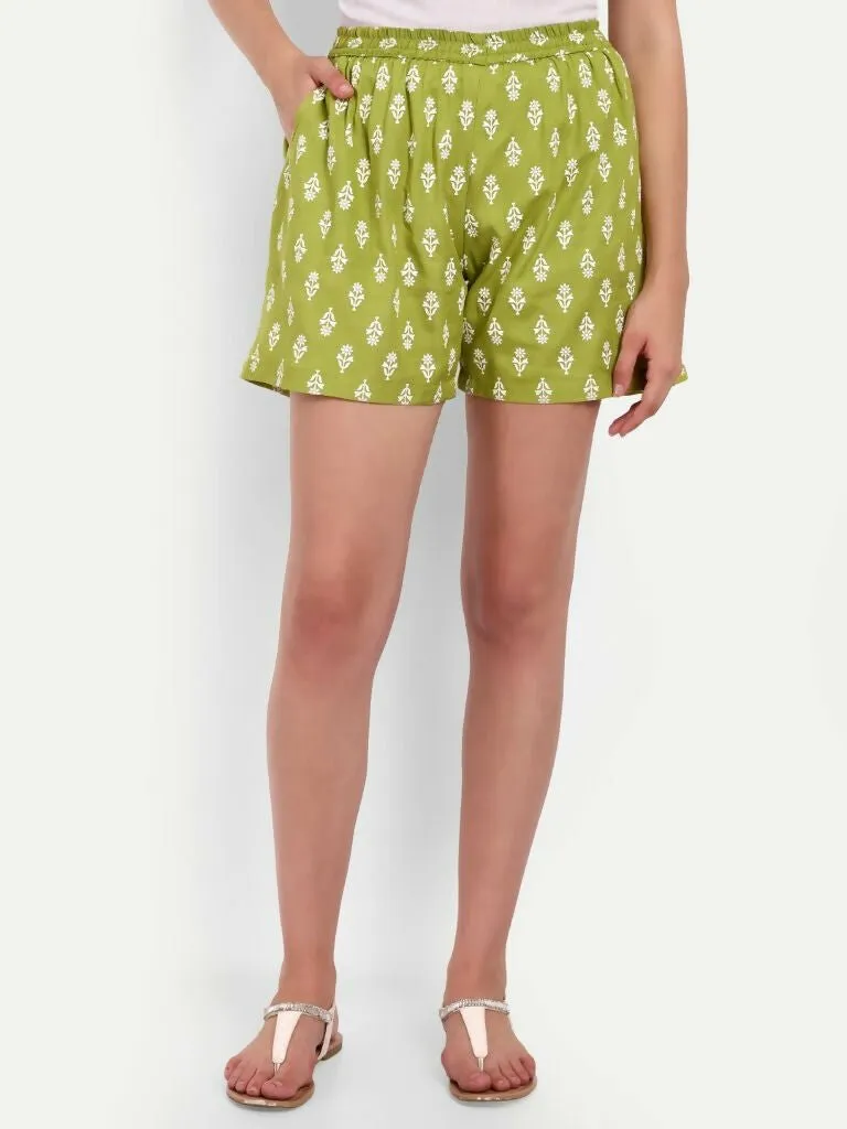 Alvano Printed Green, Maroon Boxer Shorts, Night Shorts, Regular Shorts, Bermuda Shorts