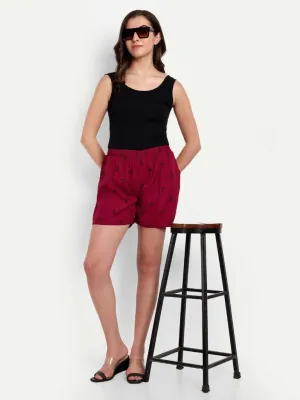 Alvano Printed Green, Maroon Boxer Shorts, Night Shorts, Regular Shorts, Bermuda Shorts