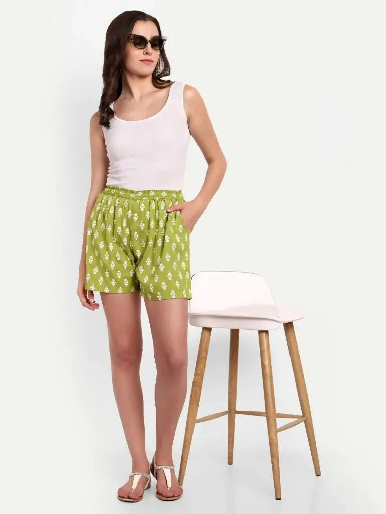 Alvano Printed Green, Maroon Boxer Shorts, Night Shorts, Regular Shorts, Bermuda Shorts