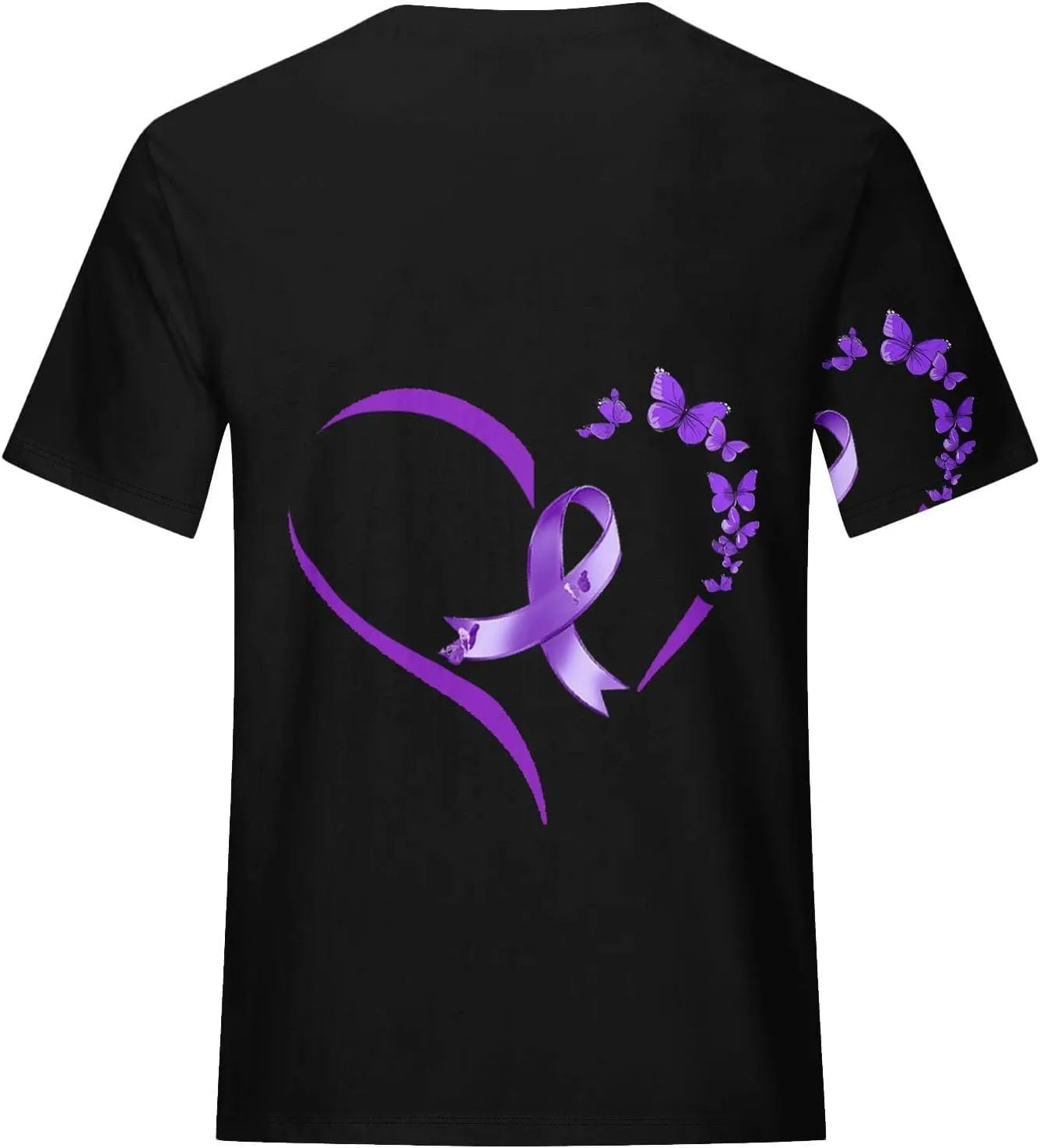 Alzheimers Awareness Shirts Women Crewneck Floral Print Graphic Tee Casual Summer Tops Short Sleeve Loose Comfy T Shirts