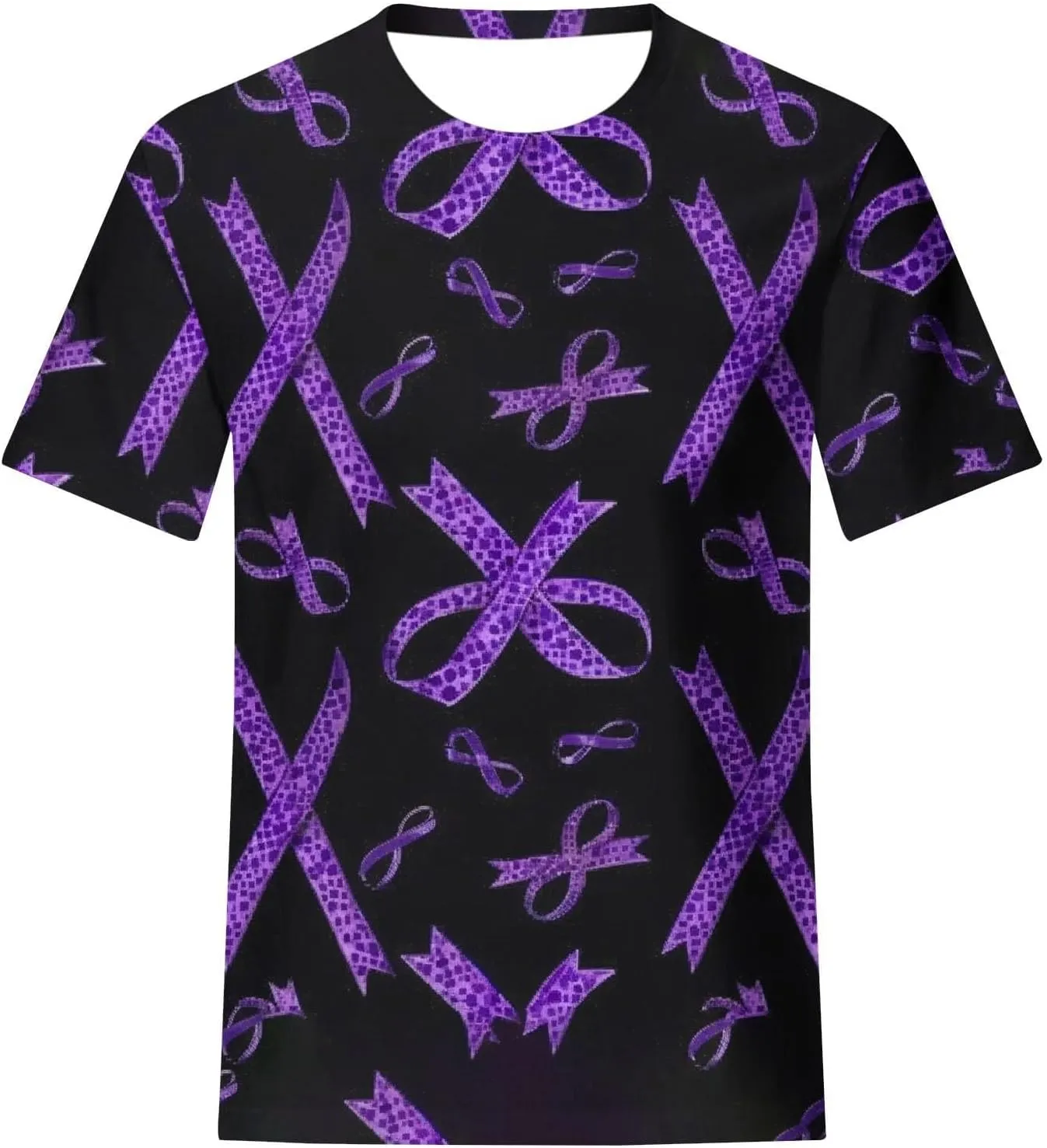 Alzheimers Awareness Shirts Women Crewneck Floral Print Graphic Tee Casual Summer Tops Short Sleeve Loose Comfy T Shirts