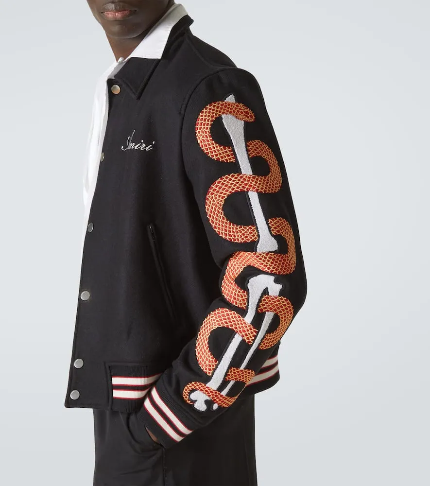 Amiri Amiri Snake Bones wool-blend varsity jacket