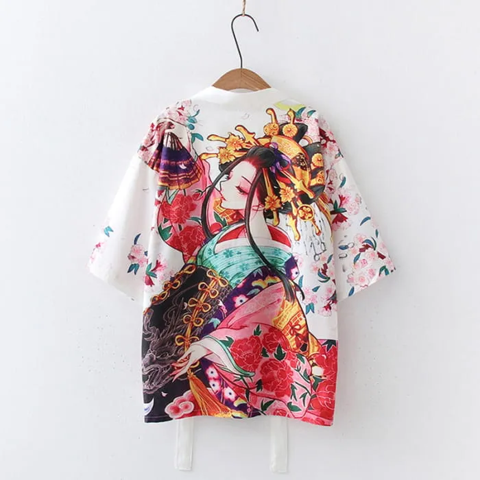 Anime Girl Vintage Kimono Outerwear