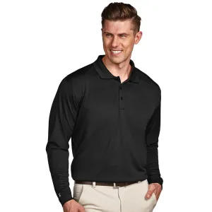 Antigua Men's Black Long Sleeve Exceed Polo