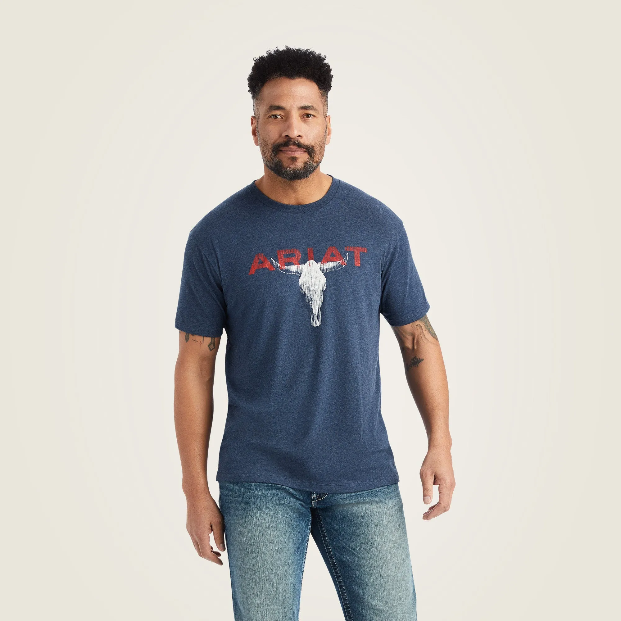 Ariat Men's Streak Skull T-Shirt, Navy Heather