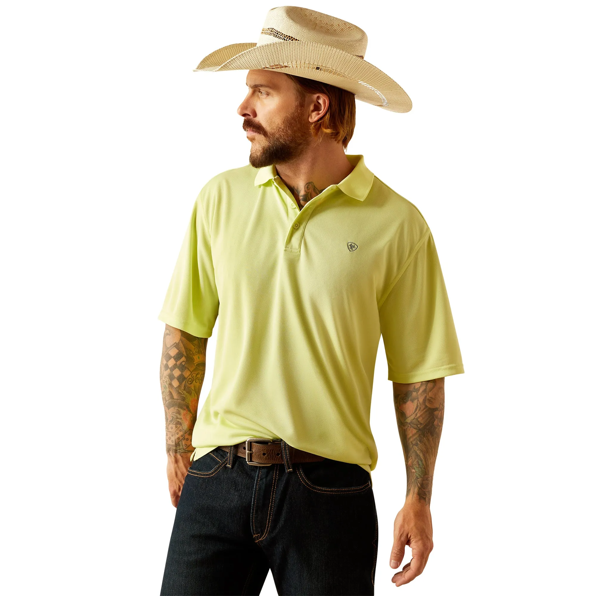 ARIAT TEK SHADOW LIME POLO SHORT SLEEVE SHIRT