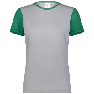 Augusta Sportswear Women's Grey Heather/Kelly Heather Gameday Vintage Ringer Tee