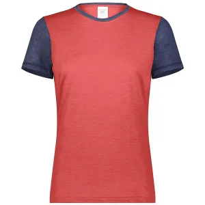 Augusta Sportswear Women's Scarlet Heather/Navy Heather Gameday Vintage Ringer Tee