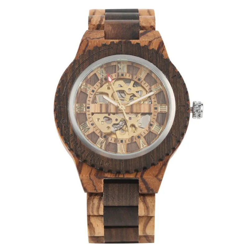 Automatic Mechanical Bamboo Wood Watch For Men