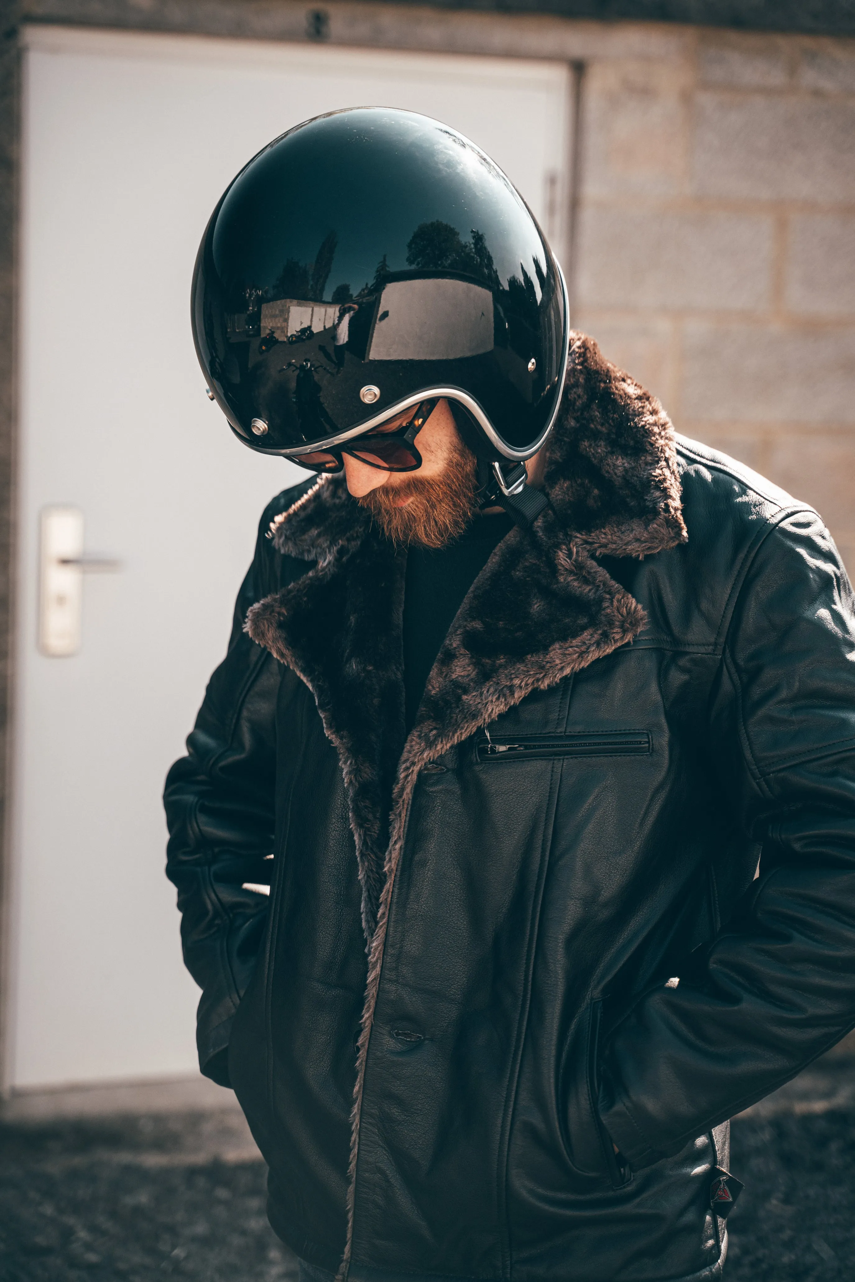 Aviator Pilot Casual Leather Brown Fur Jacket